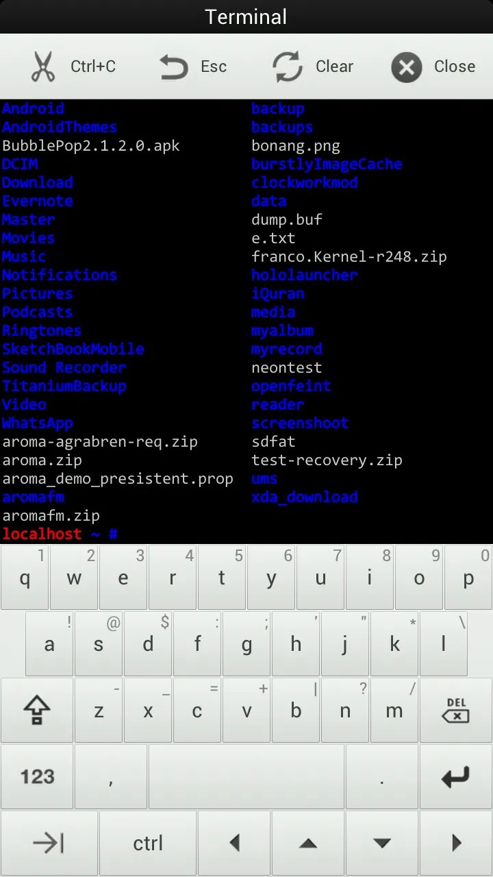 Terminal Emulator Added to AROMA File Manager