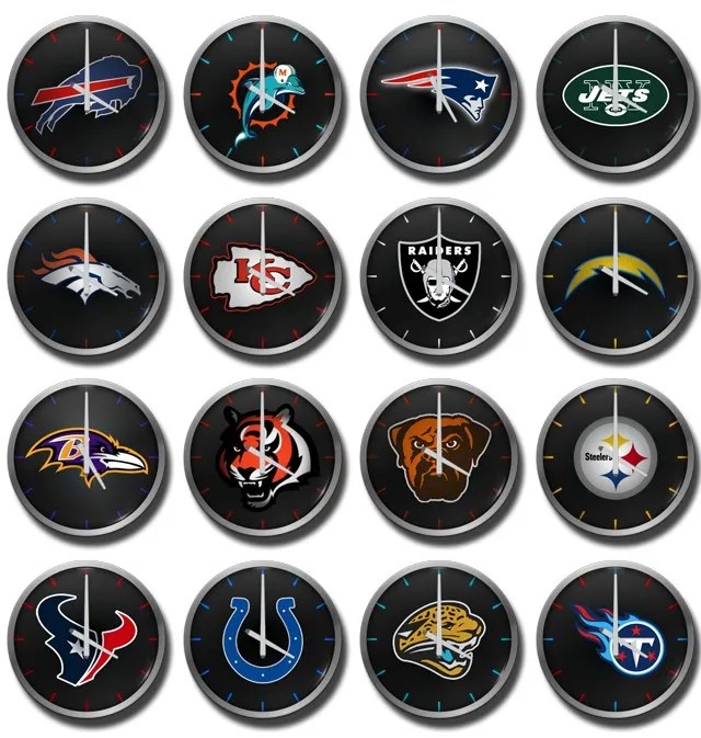 NFL AFC Inspired Analog Clocks Widget for Football Fans