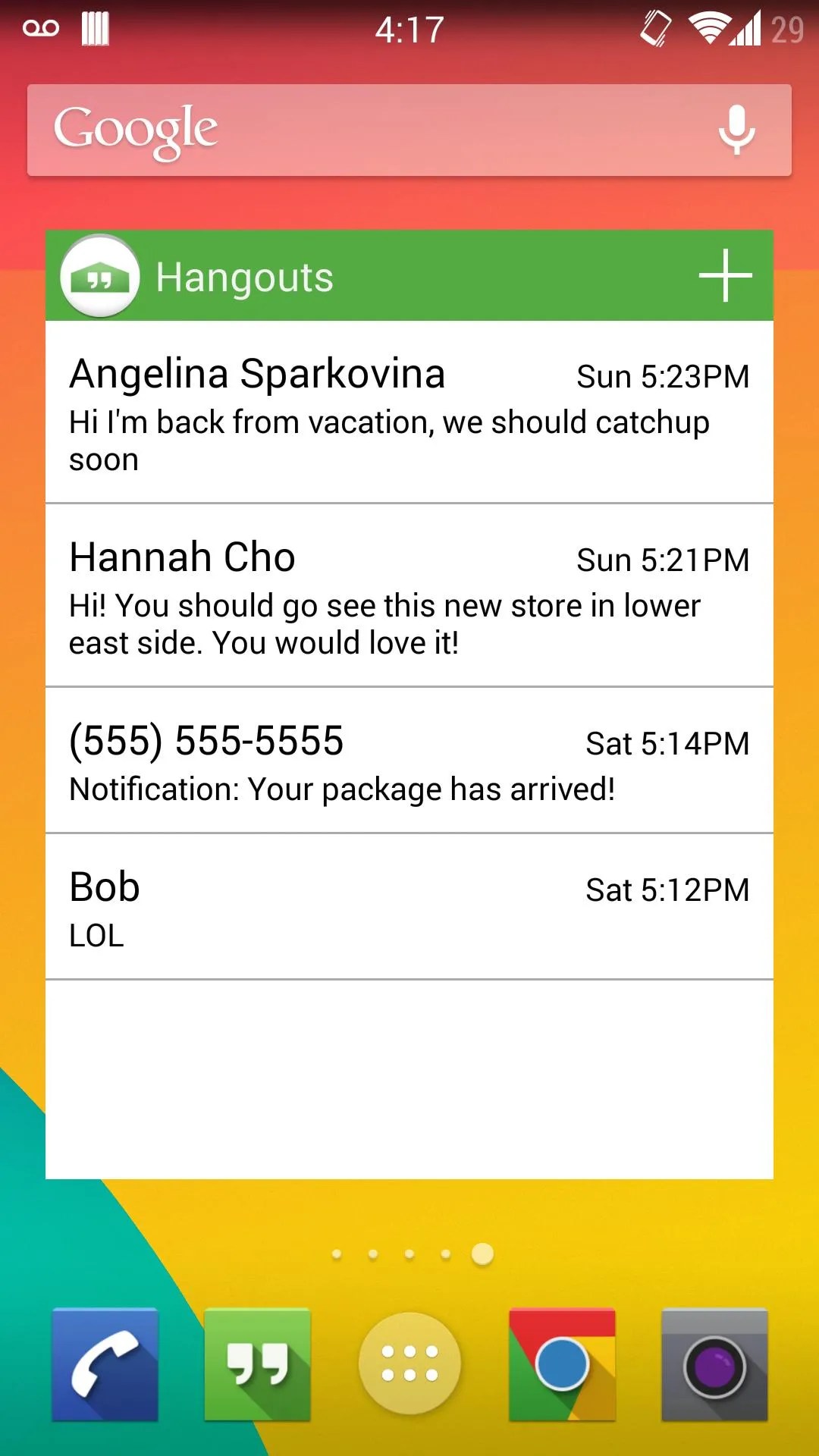 Hangouts Widget Completes Android's Most Popular Messenger App