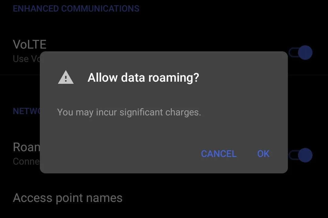 Android to add a data roaming notification warning so you won't get a