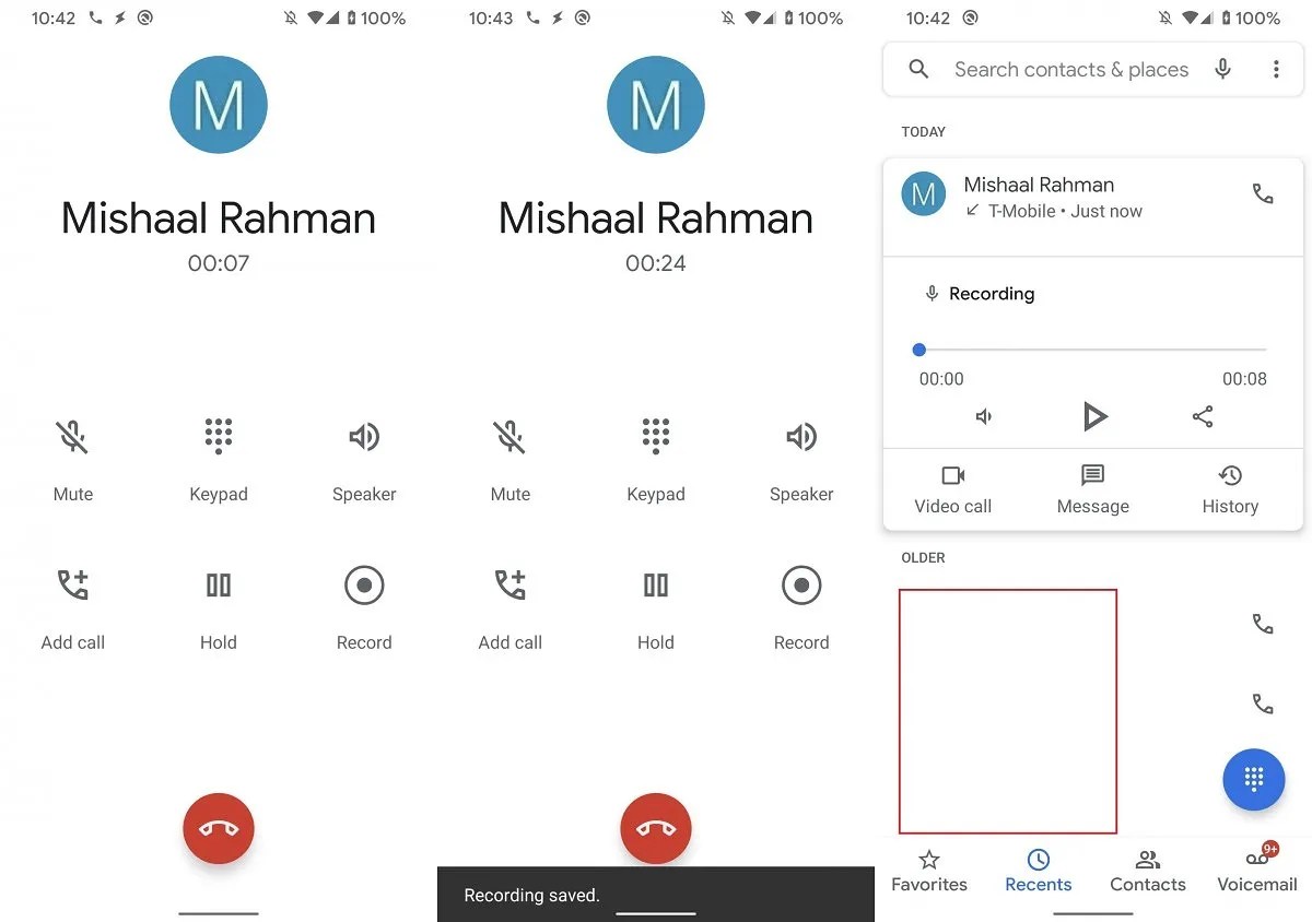 First look at the Google Phone App's Call Recording feature on the Pixel 4