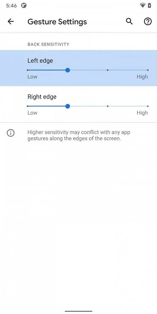 Android 11 tests individual left/right sensitivity options for gesture navigation