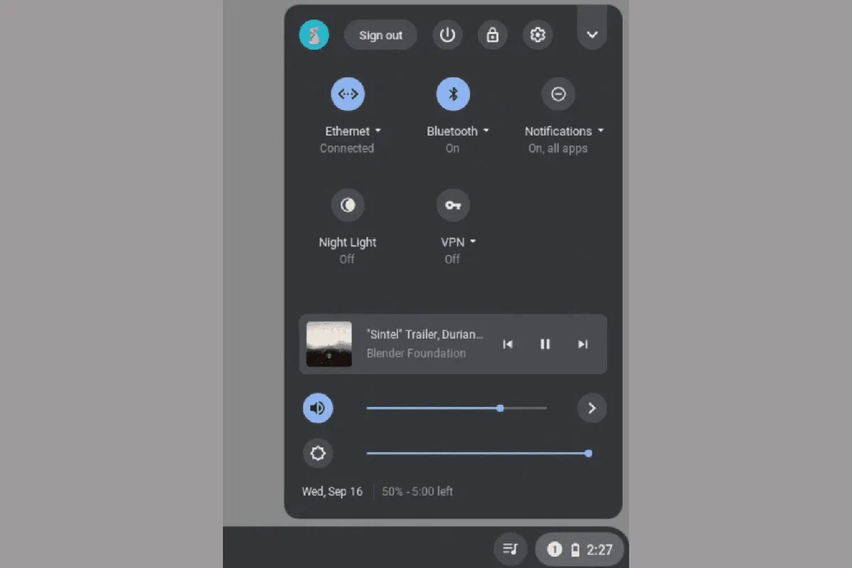 Chrome OS's media controls is moving to Quick Settings like on Android 11