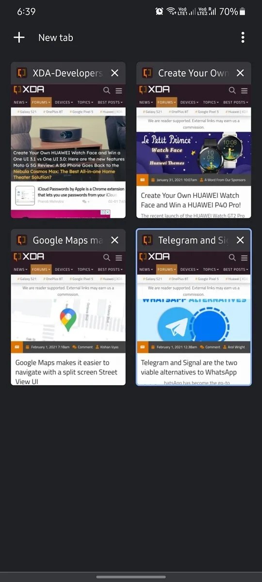 How to turn off Google Chrome for Android's grid view for tabs