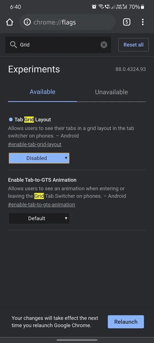 How to turn off Google Chrome for Android's grid view for tabs
