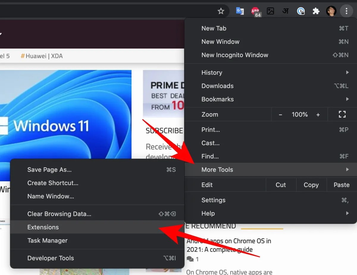 How to remove Chrome extensions or disable them