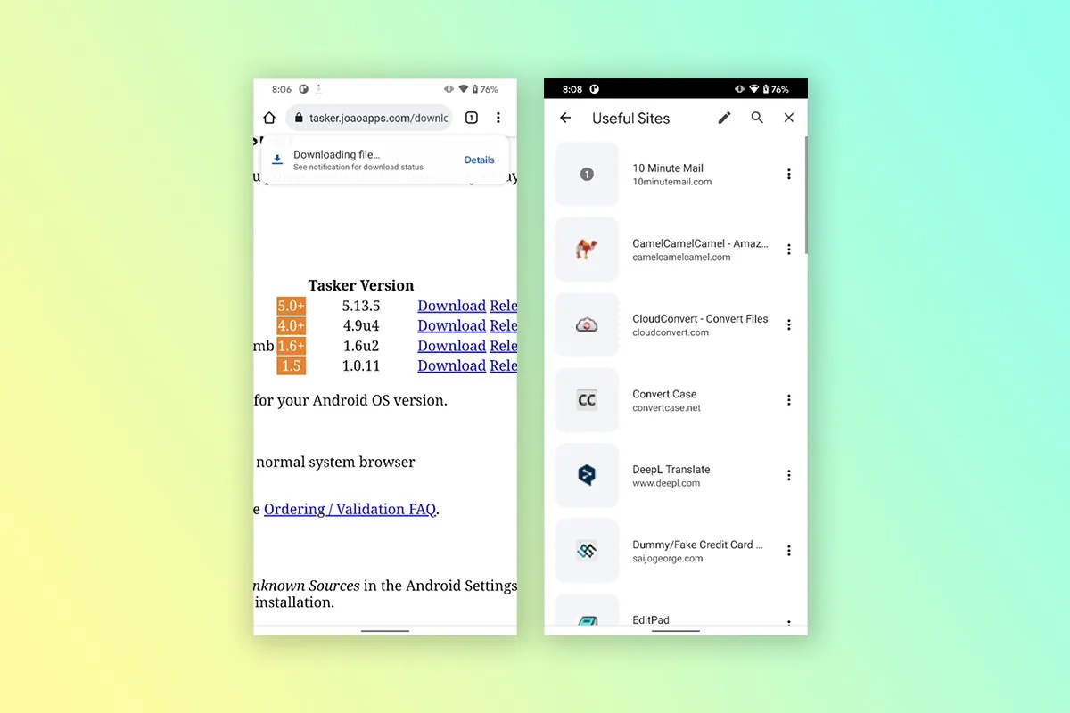 Chrome for Android tests new downloads panel and bookmarks UI