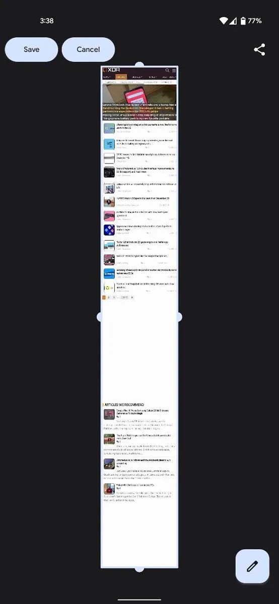 Google Chrome gets support for Android 12's scrolling screenshots