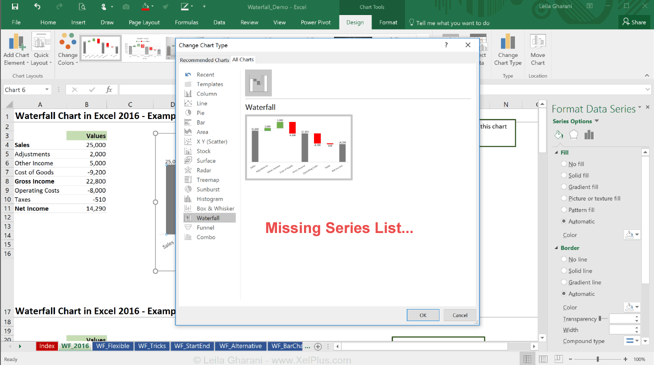 Waterfall Template Excel 2019