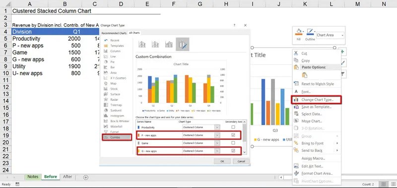 Create A Clustered And Stacked Column Chart In Excel Easy