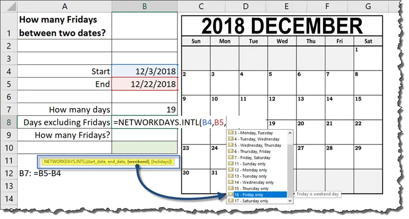 Calendar Day Counter Between Dates