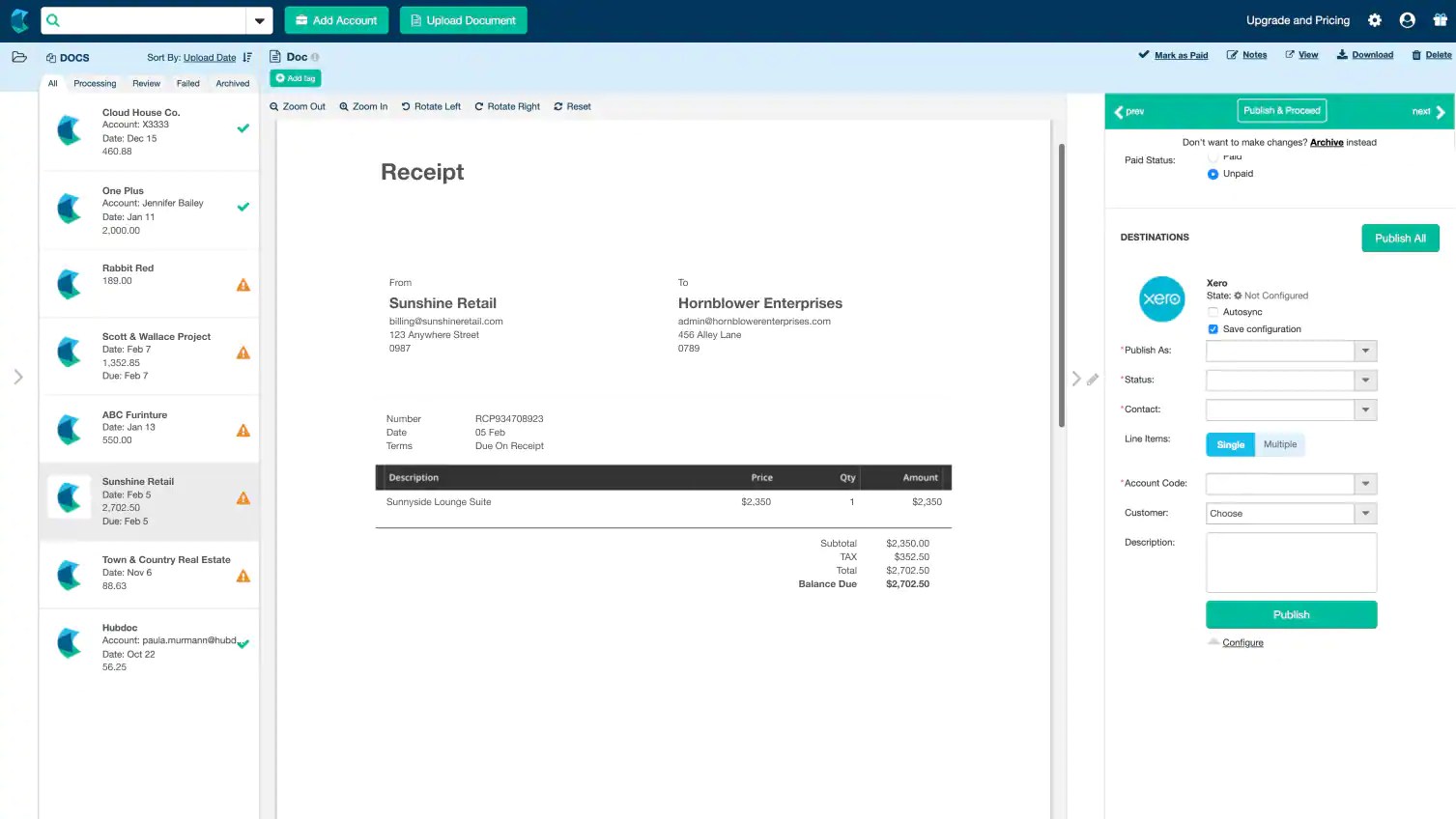 Data capture (Hubdoc) Xero AU