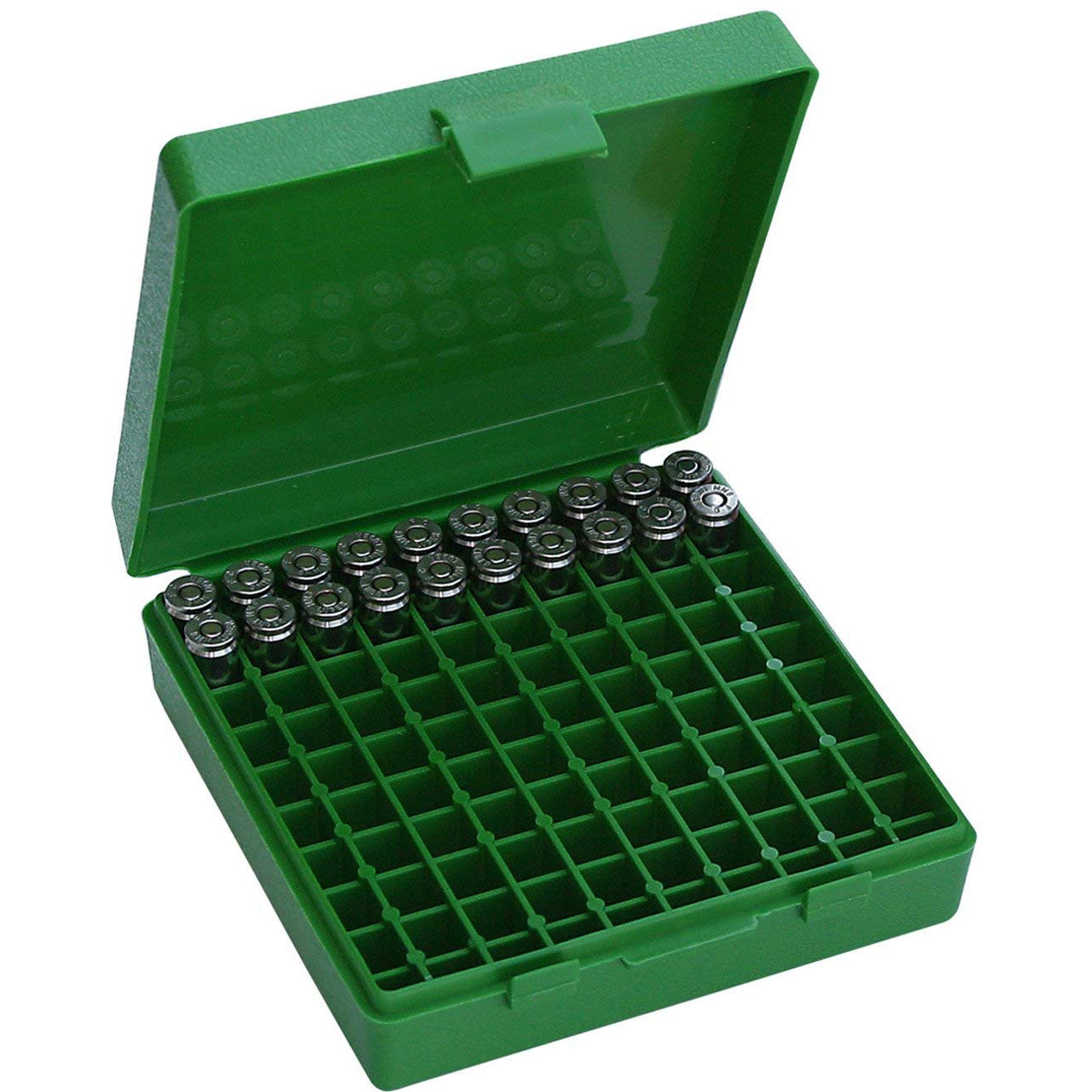 Mtm Pistol 100 Rnds Ammo Box Flip Top 380/9Mm Cal Green p100916