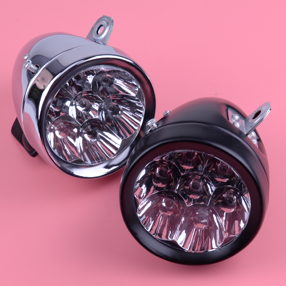 Chrome Retro Vintage Bicycle Bike LED Front Head Light Headlight Fog