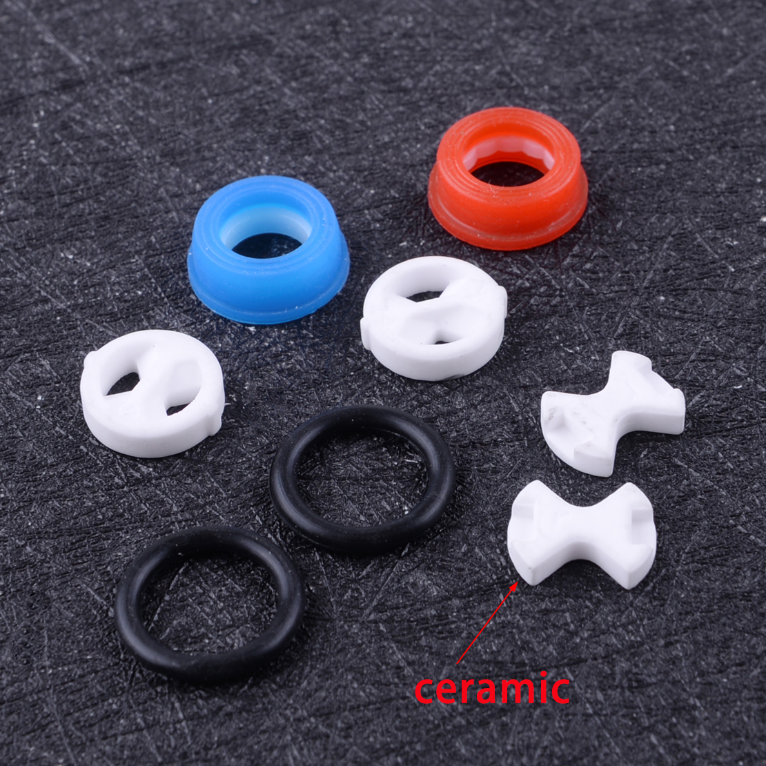 8Pcs Valve Tap Replace Ceramic Disc & Silicone Washer Gasket Parts