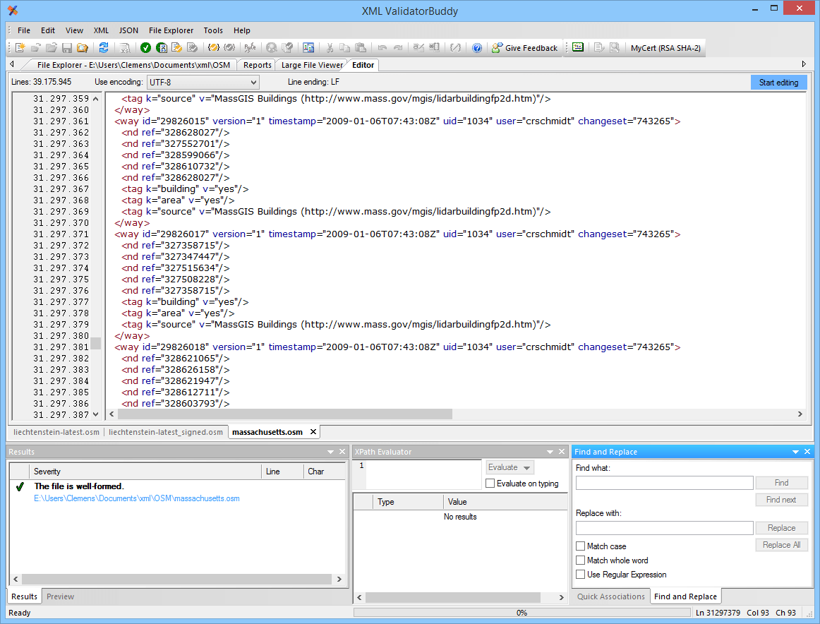 Large XML data editor