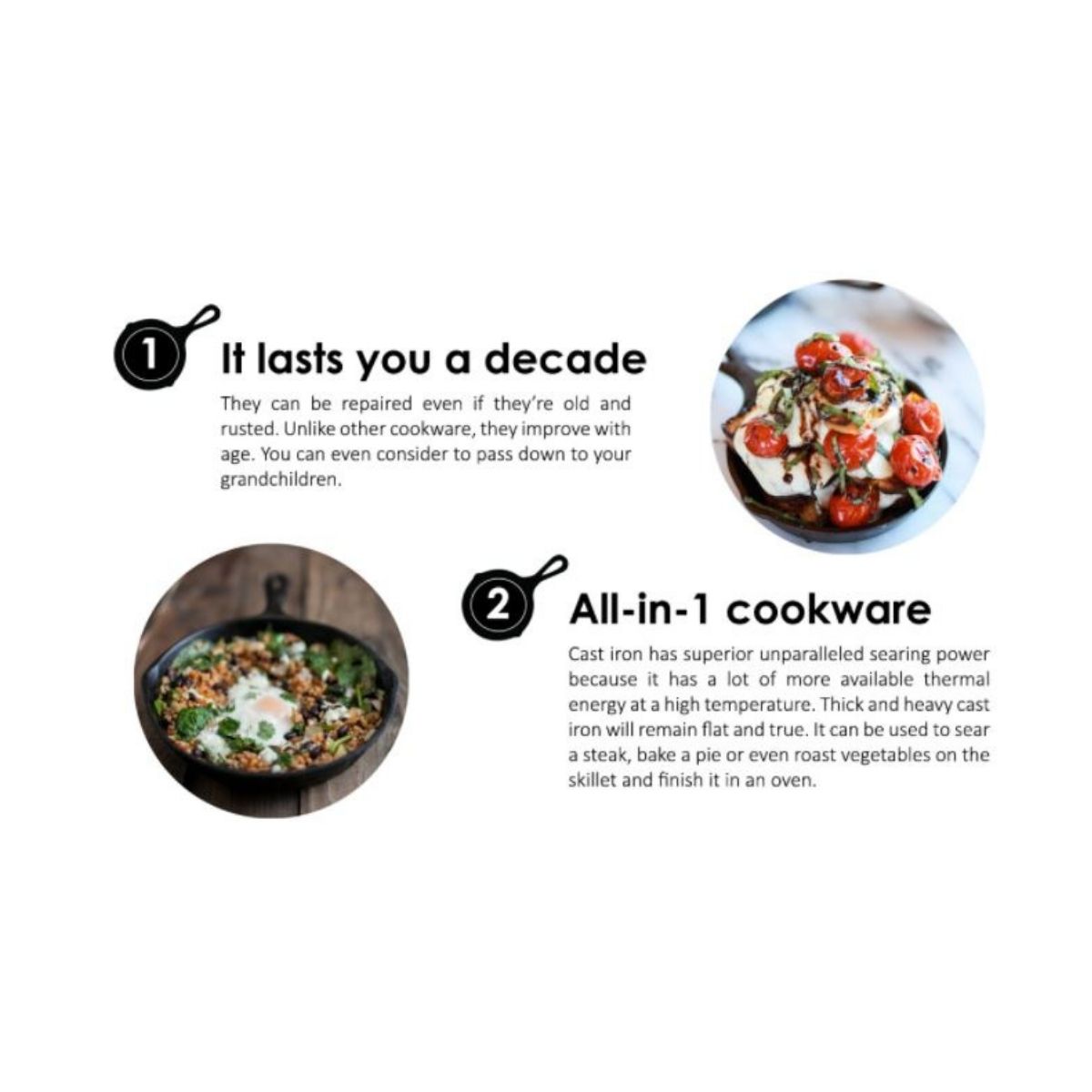 Grater Cast Iron Skillet Round Pan Set (3 pieces) Xnocs