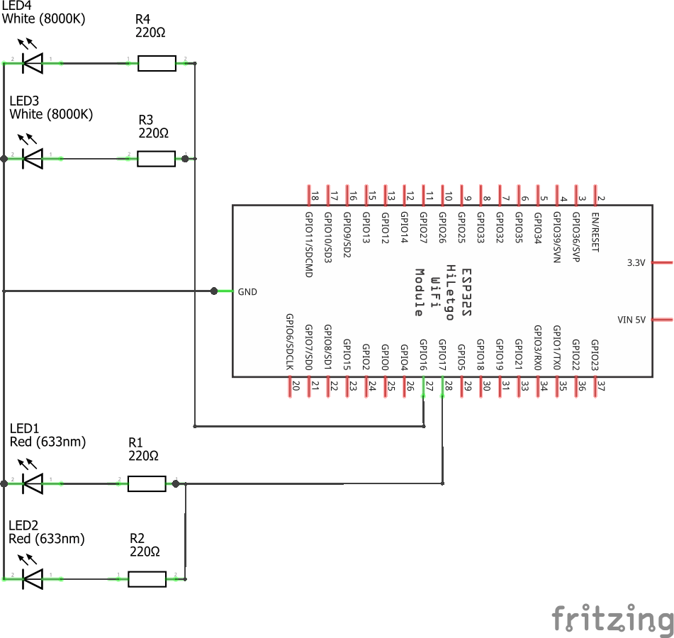 Projekt 1 T1Electric Lighting Vier LEDs in Parallelschaltung