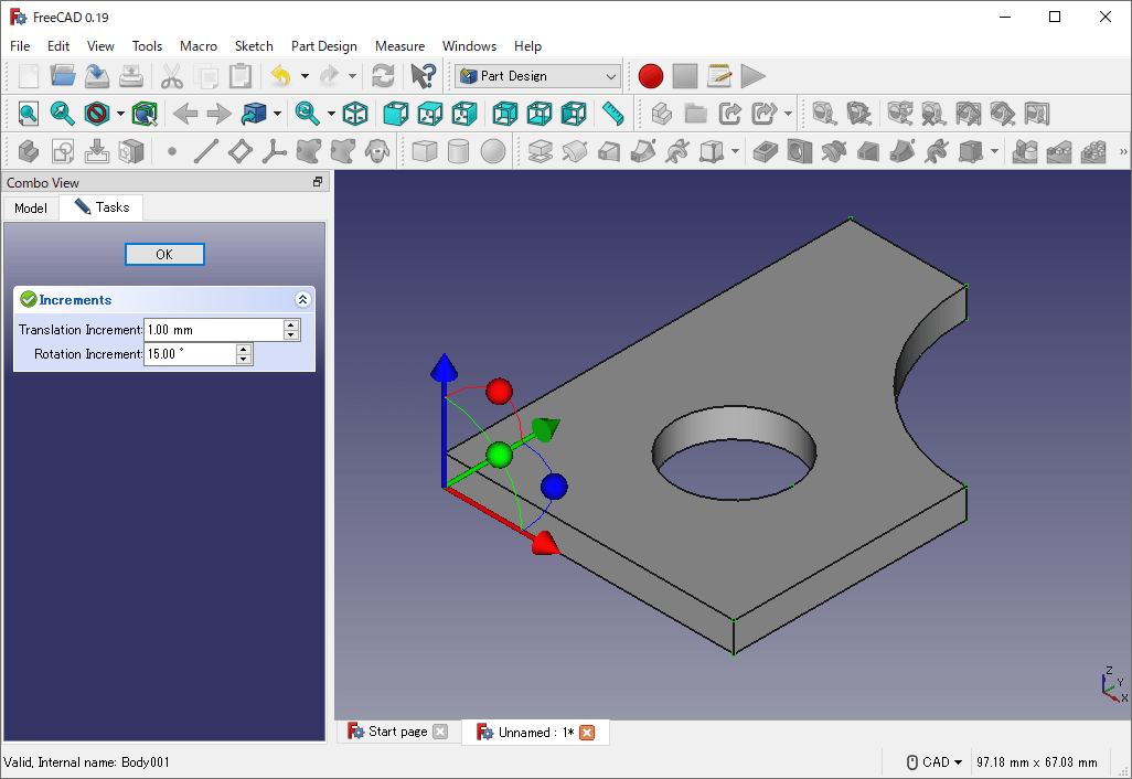 FreeCAD オブジェクトのコピー、移動、回転 XSim