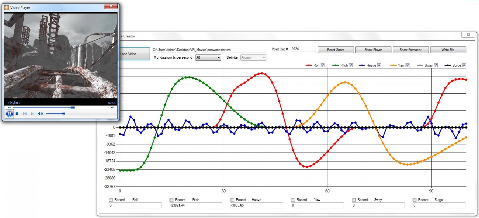Record simulator movements to a movie