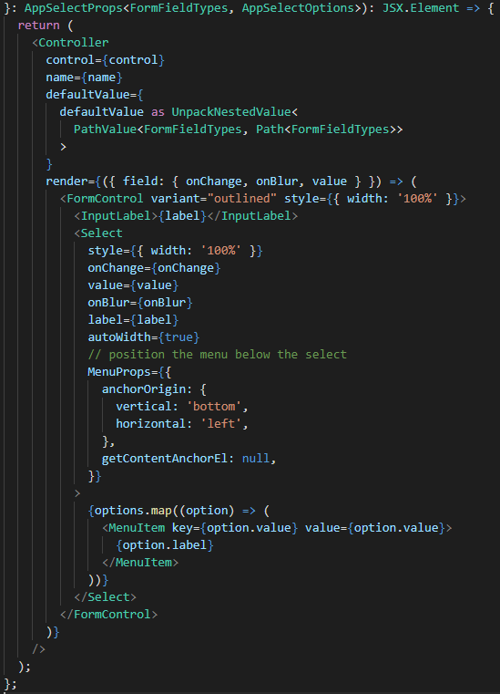 Custom Material UI Select Component with React Hook Form v7 and Typescript