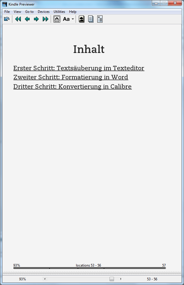 Kindle eBook erstellen Verzeichnis xtme gute eBooks