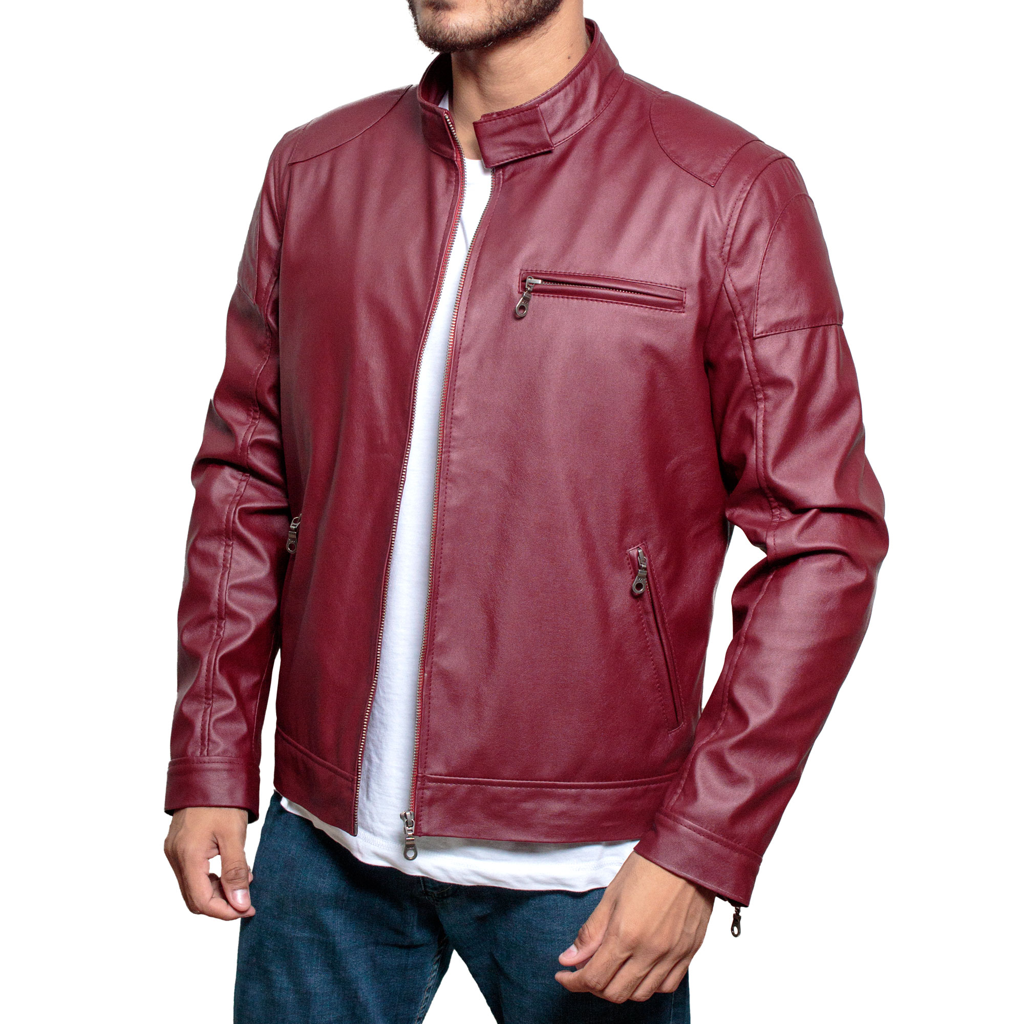 Men's Red Faux Leather Biker Jacket for Sale XtremeJackets