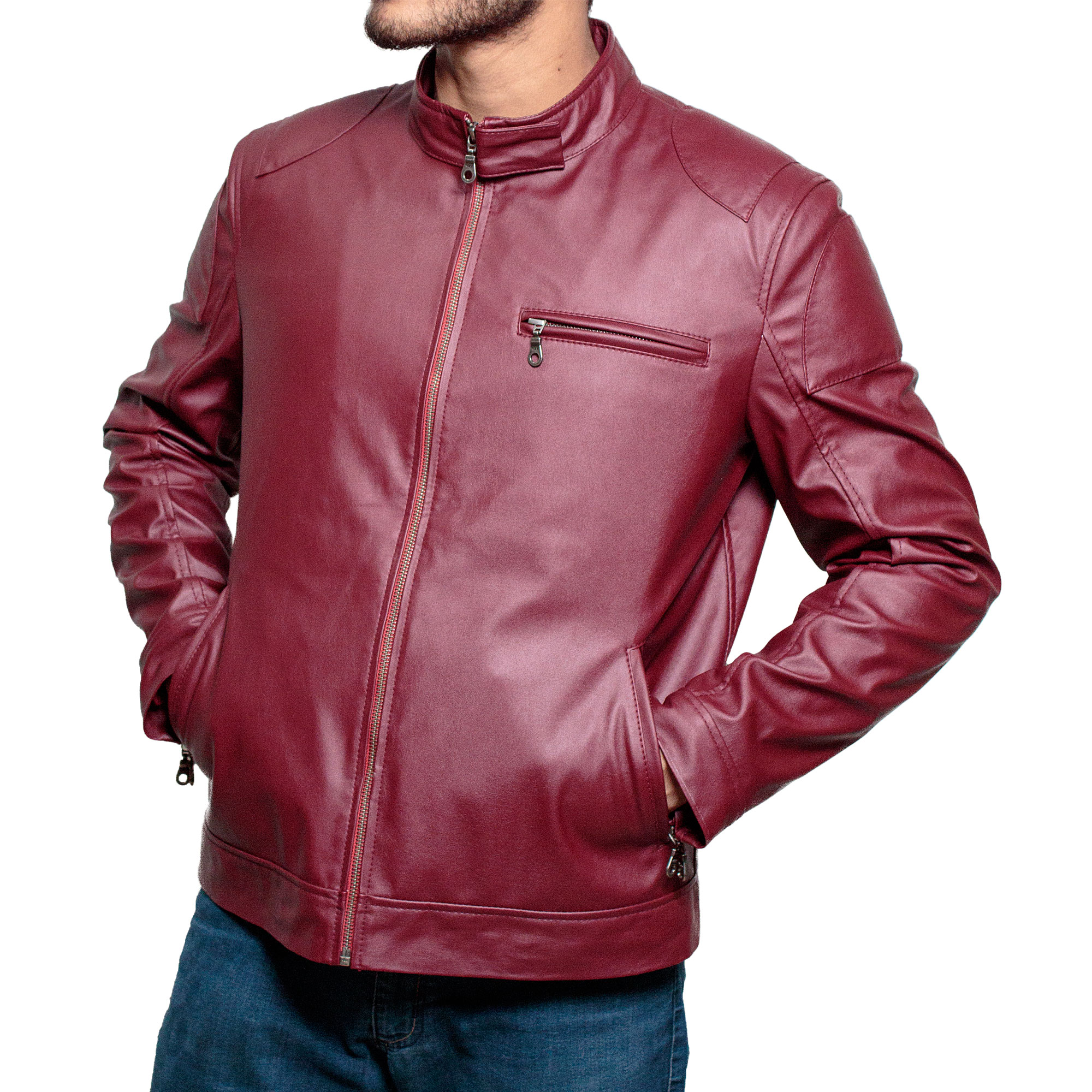 Men's Red Faux Leather Biker Jacket for Sale XtremeJackets