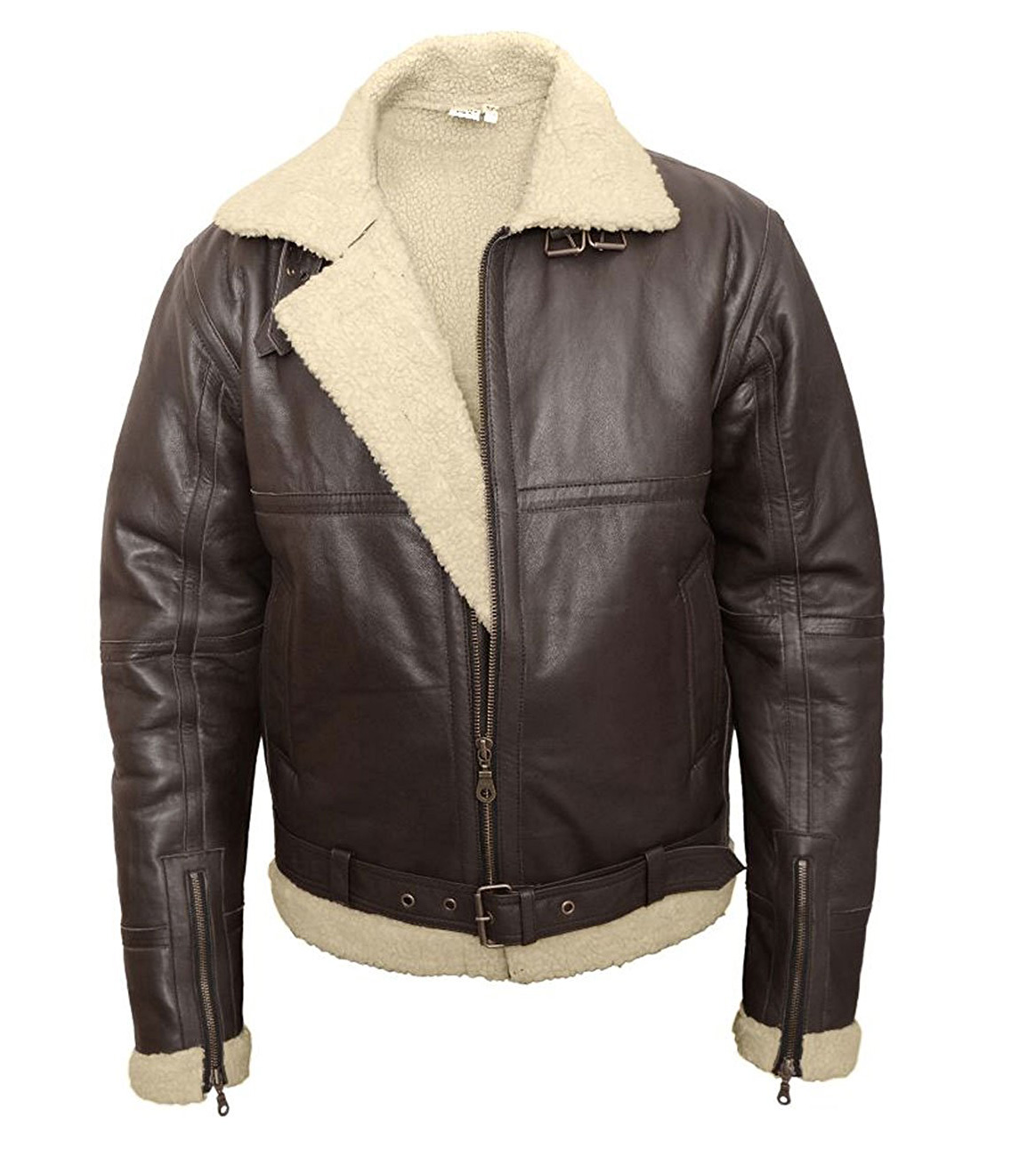 Men's B3 Shearling Sheepskin Brown Leather Bomber Jacket for Sale