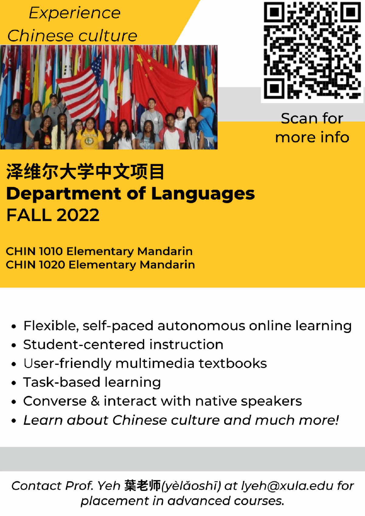 Department of Languages Experience Chinese culture Xavier University
