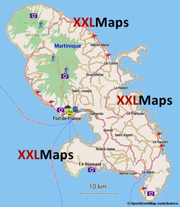 Carte touristique de Martinique téléchargement gratuit pour