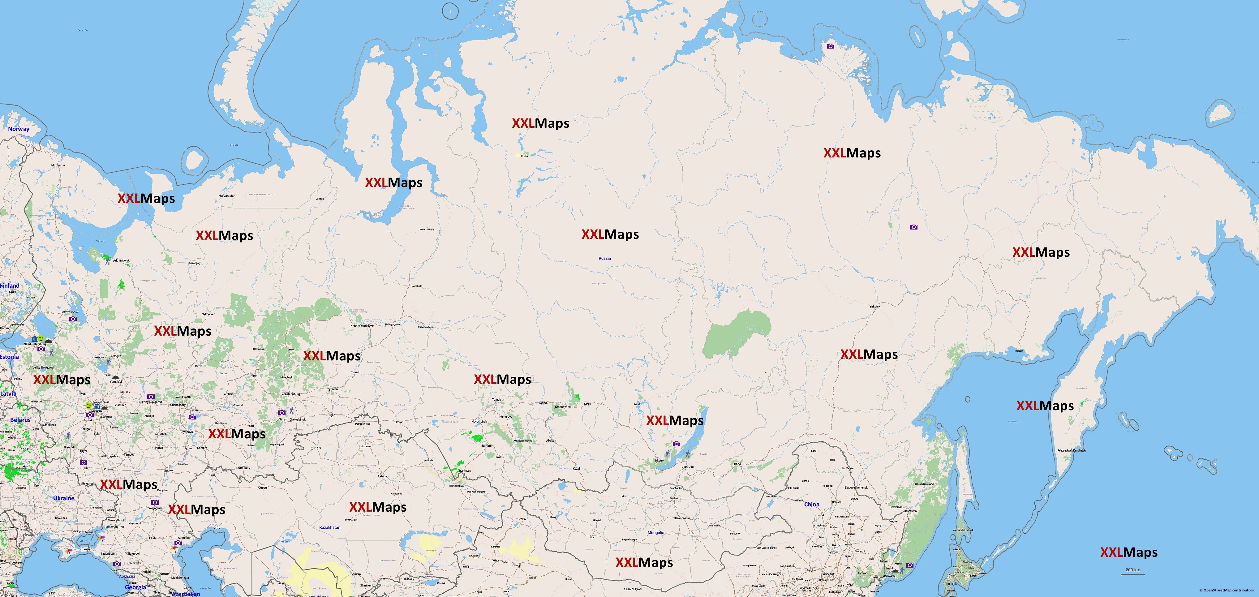 Turistická mapa Rusko zdarma ke stažení pro smartphony, tablety a weby