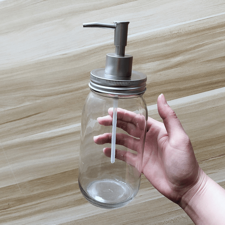 wholesale 700ml clear round large glass jar with pump lid for shampoo