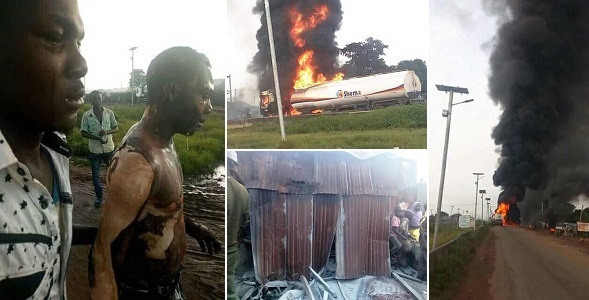 Petrol tanker explodes