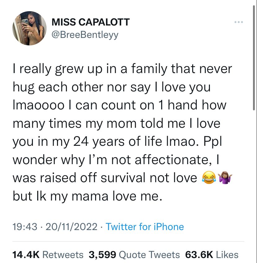 "I was raised off survival not love" Lady reveals why she is not an