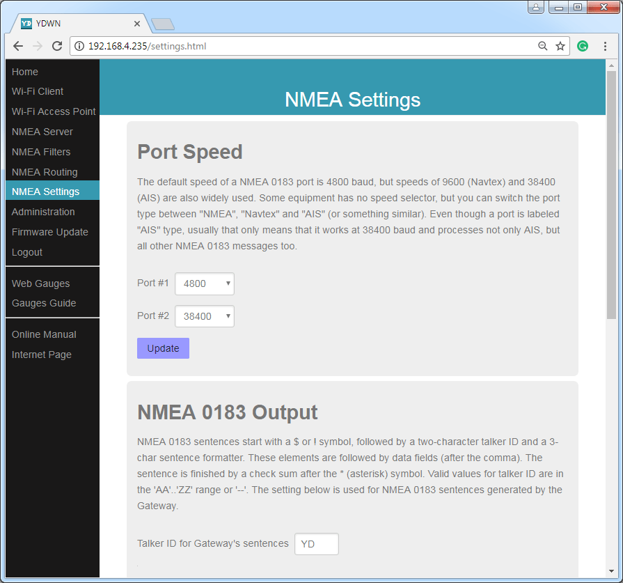 NMEA 0183 WiFi Gateway