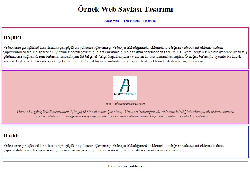 Html5 örnek kodlar