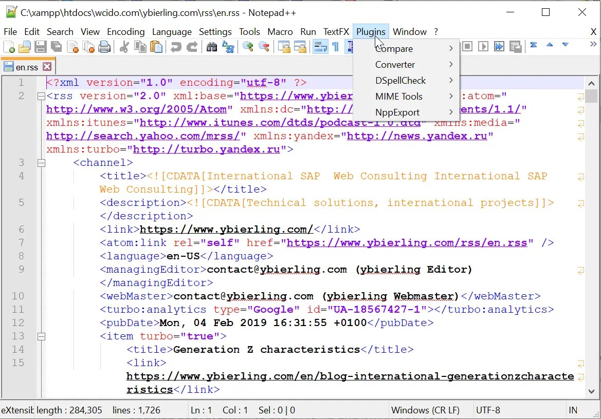 plugin installation notepad++ YB Digital
