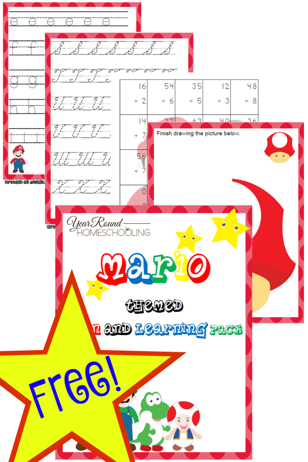 Free Mario Themed Fun and Learning Pack Year Round Homeschooling