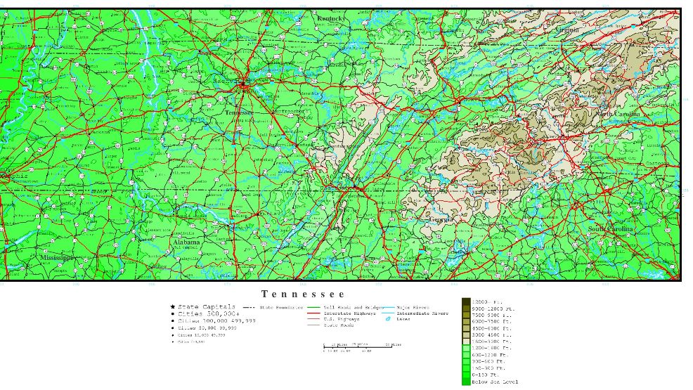 Tennessee Elevation Map