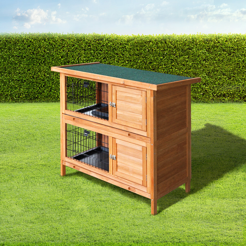 i.Pet 2 Storey Wooden Rabbit Hutch