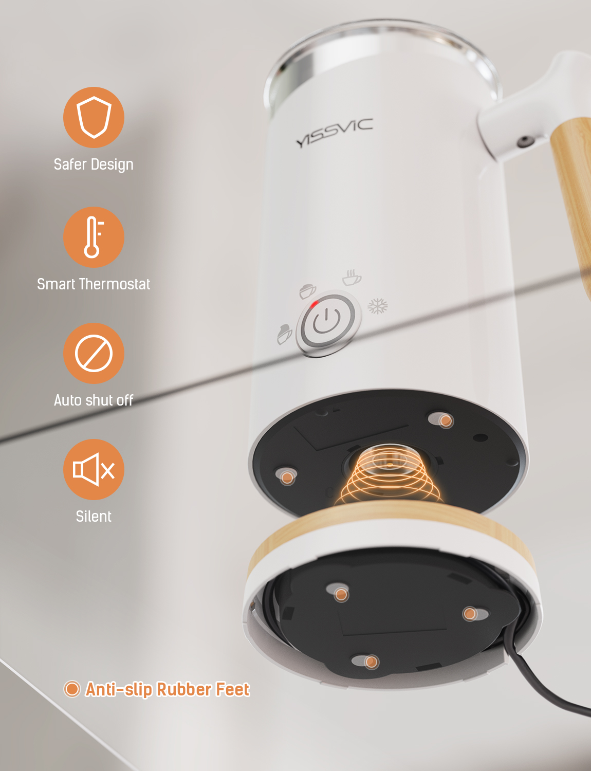 YISSVIC Milk Frother Electric Milk Steamer Automatic Hot or Cold Milk