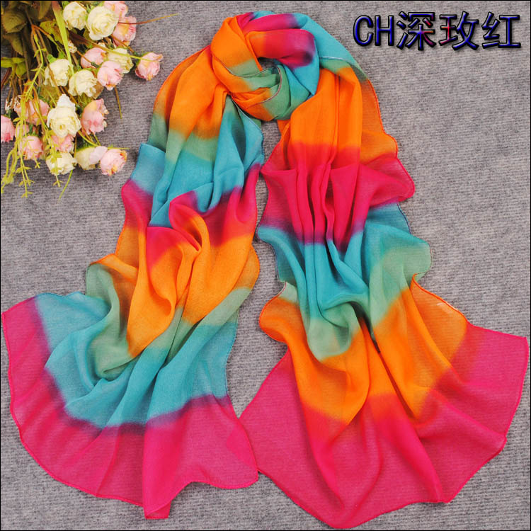 Colorful scarves accessories elegant stripe silk scarves Wholesale