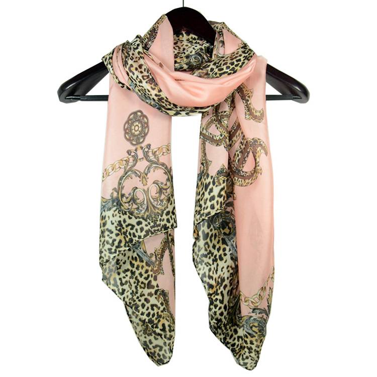 Women leopard print pure silk scarf china Scarf