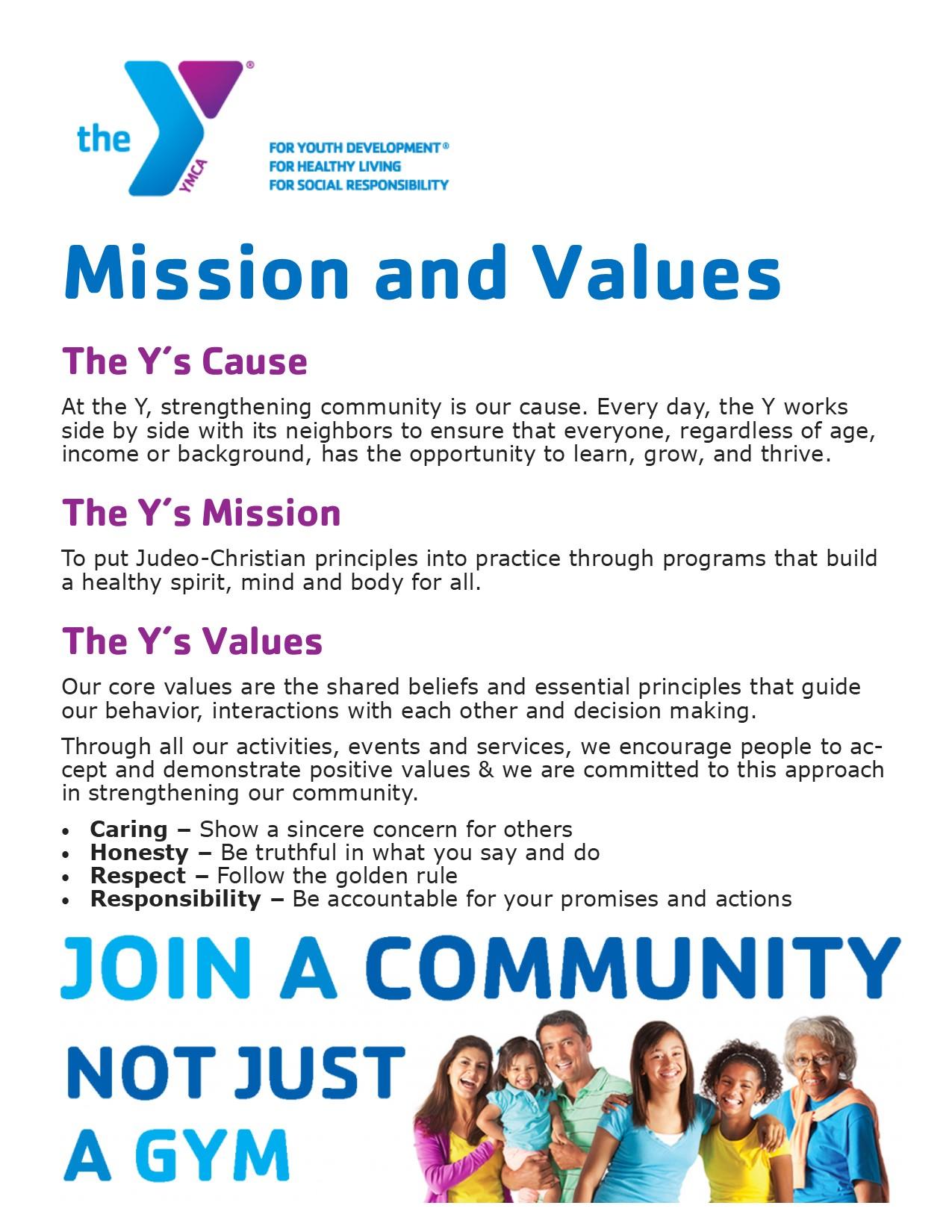 Mission and Values of the YMCA of the Palm Beaches YMCA of the Palm