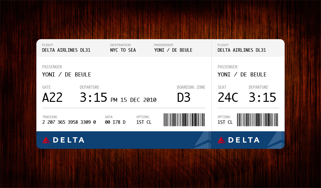 Blank Delta Boarding Pass