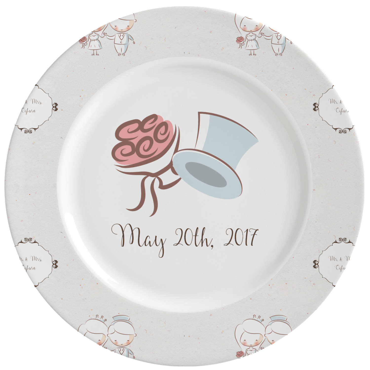 Wedding People Ceramic Dinner Plates (Set of 4) (Personalized