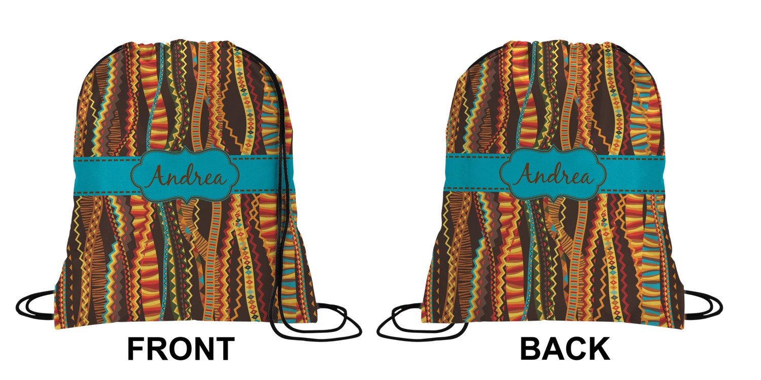 Tribal Ribbons Drawstring Backpack Medium (Personalized) YouCustomizeIt