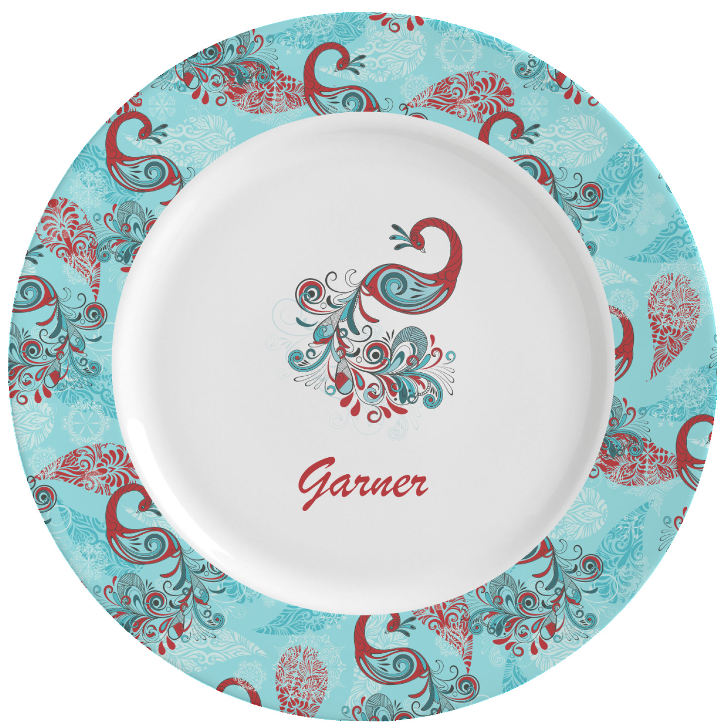 Peacock Ceramic Dinner Plates (Set of 4) (Personalized) YouCustomizeIt