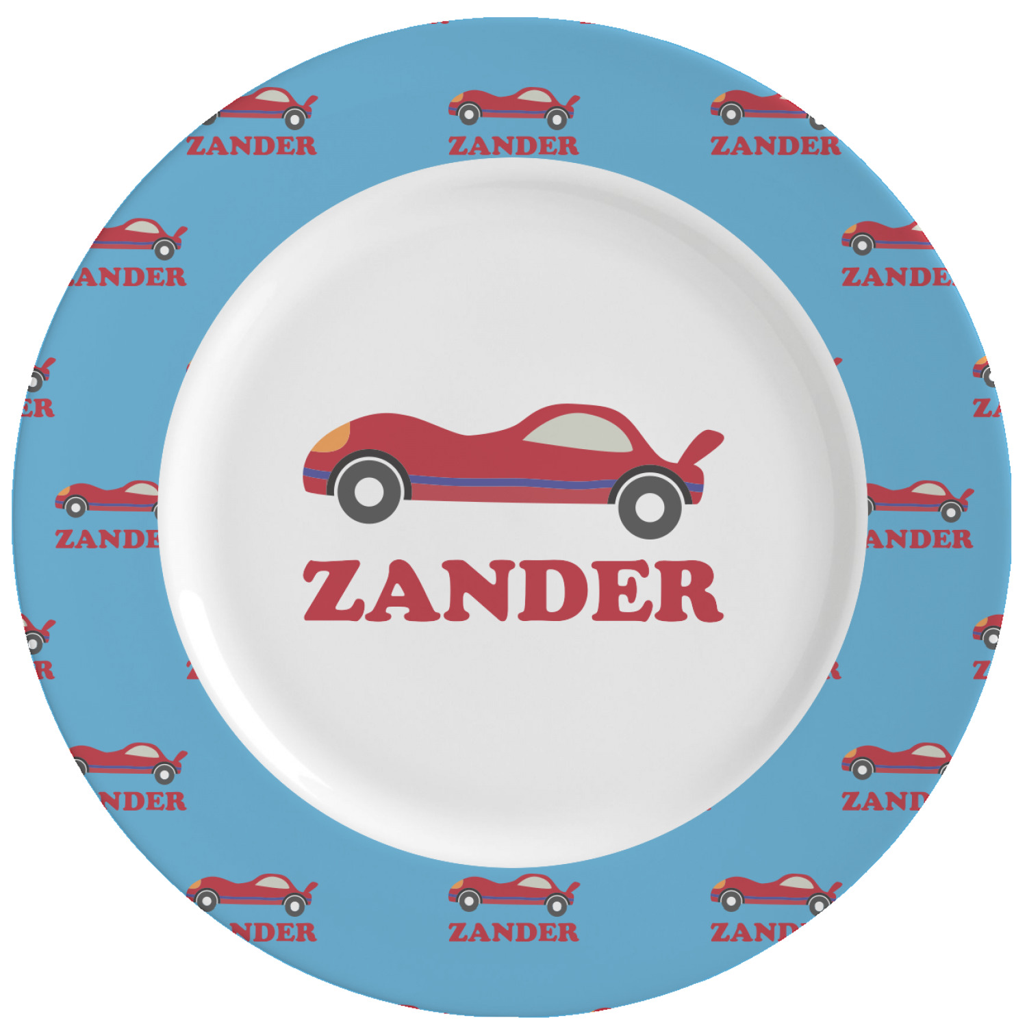 Race Car Ceramic Dinner Plates (Set of 4) (Personalized) YouCustomizeIt